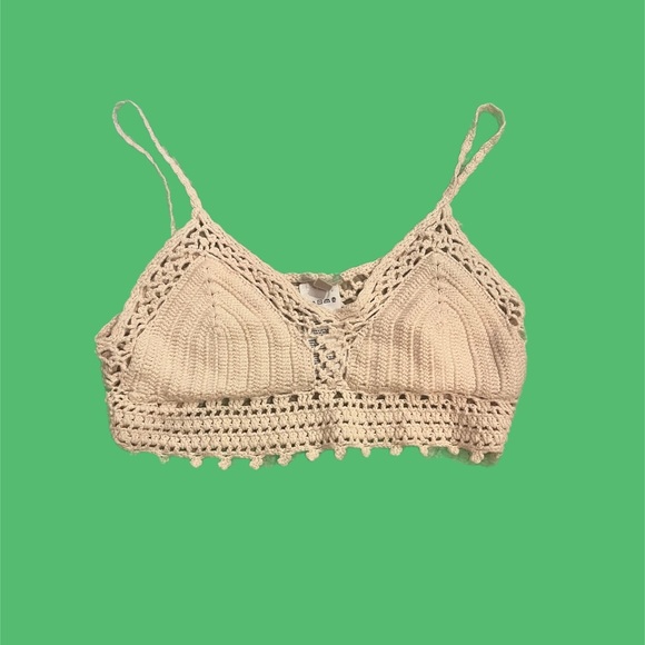 Ecote Tops - Cream Colored Crochet Bra Top Size S